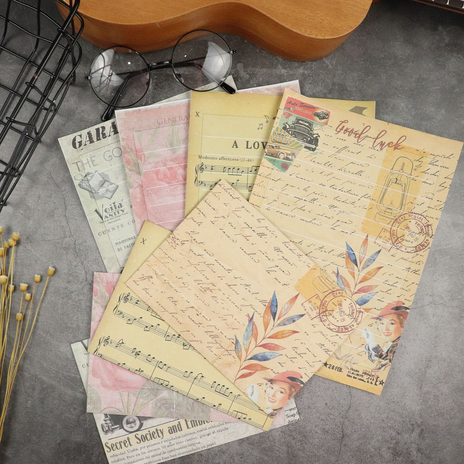 复古主义系列牛皮纸信纸信封白色手帐拼贴文艺信纸