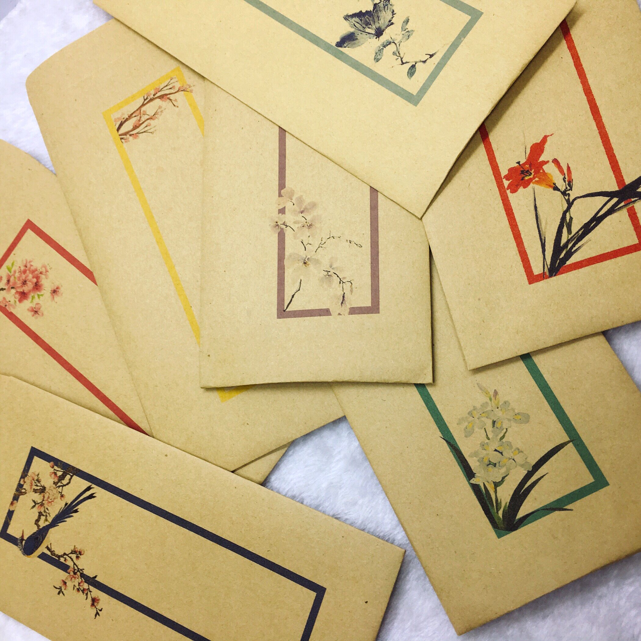 超美中国风传统古典信封古韵牛皮纸古风信封仿古竖式做旧15个信封