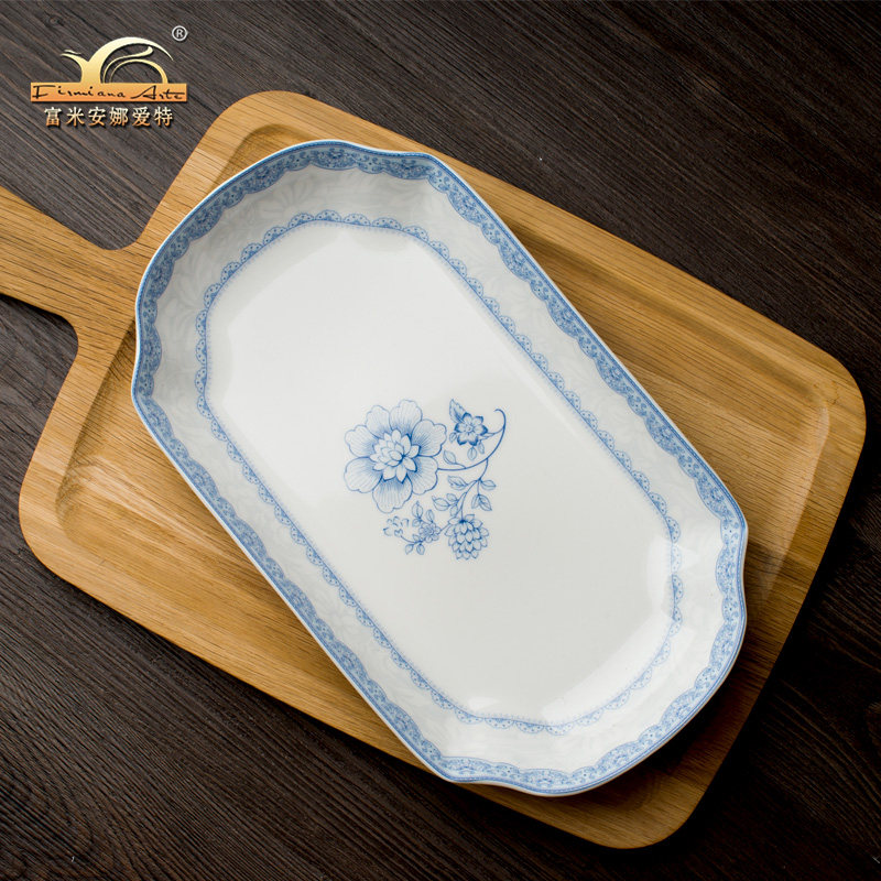 陶瓷长盘子大号长方形深鱼盘餐具蒸全鱼大菜盘家用新款微波炉烤盘