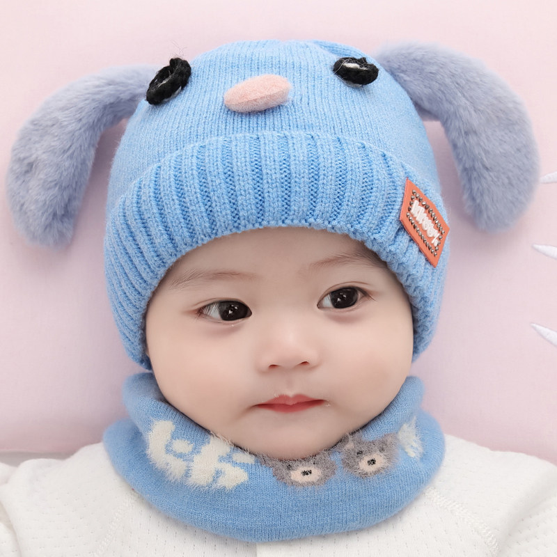 宝宝帽子秋冬婴儿针织毛线可爱新生幼儿纯棉帽子