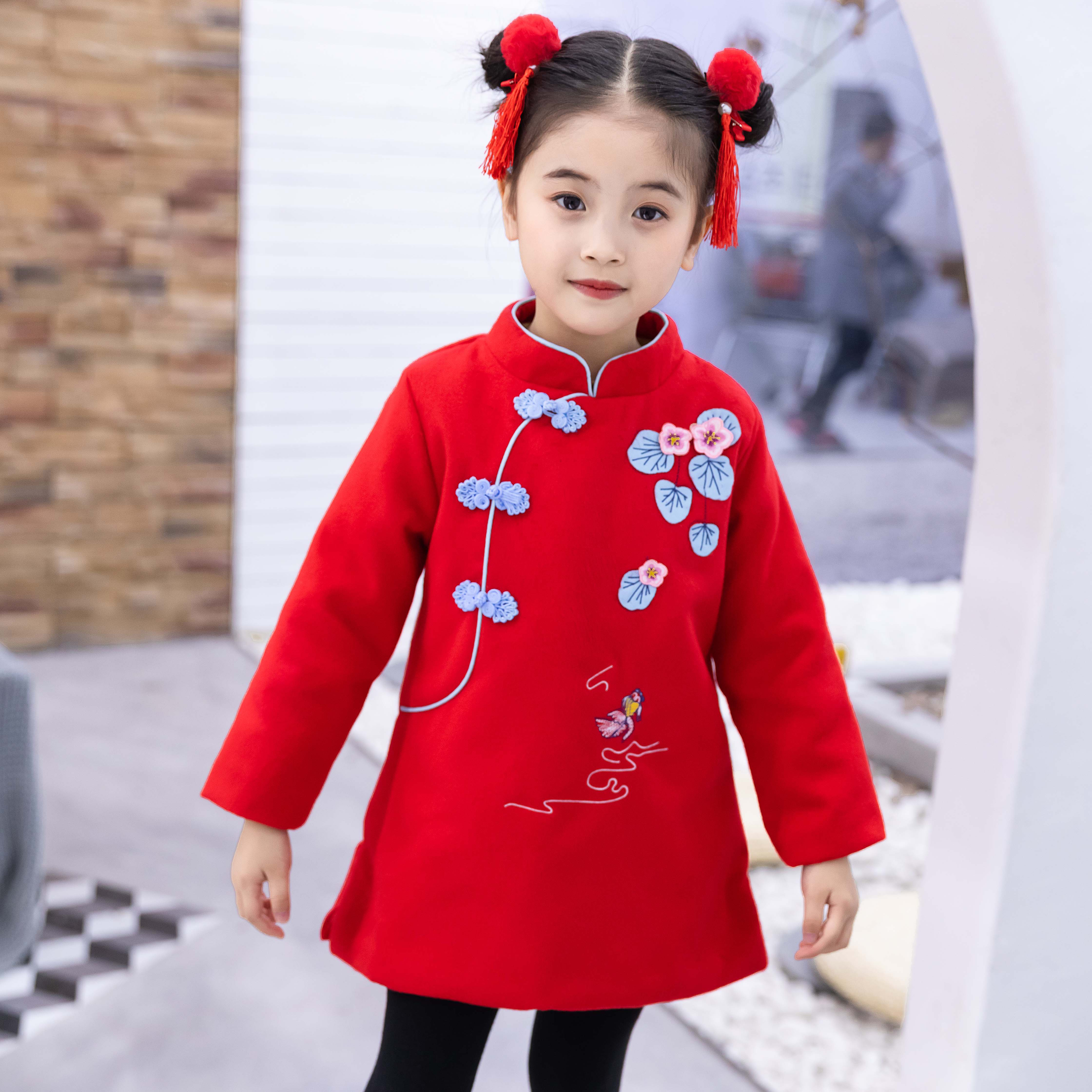 女童唐装冬过年喜庆宝宝装小女孩衣服儿童新年装中国风童装拜年服