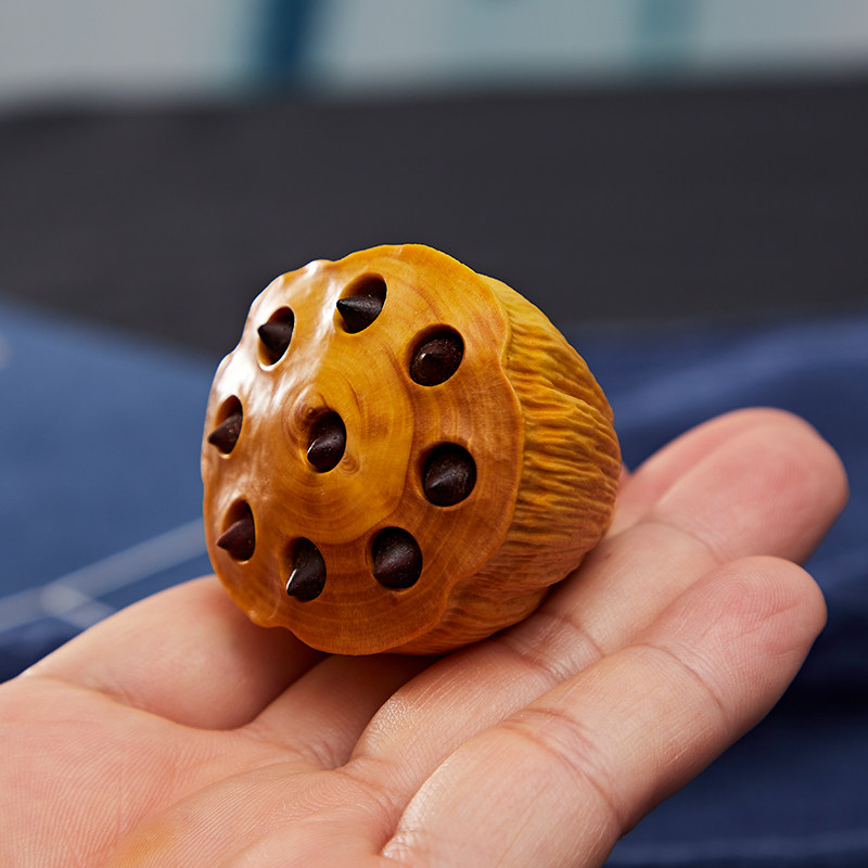 木雕黄杨木雕工工艺品莲蓬莲子吊坠挂件莲花手把木雕