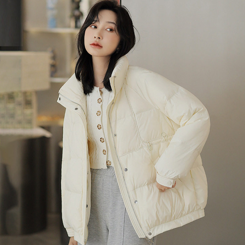 羽绒女2022年新款冬季女装韩版短款宽松大码白鸭绒女士羽绒服