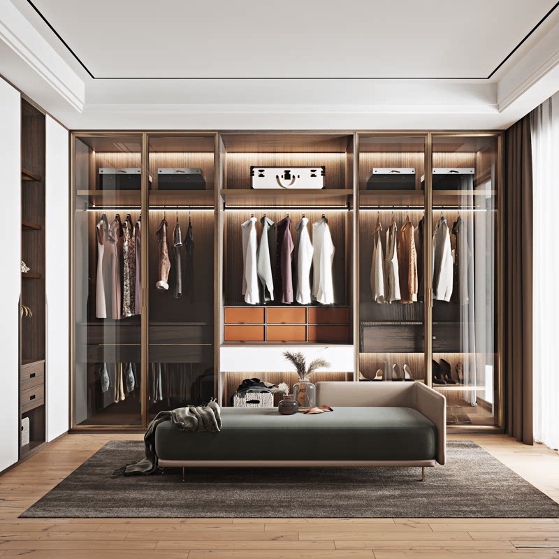 衣柜欧派定做浮光全屋定制步入衣帽间开门整体现代定制走入式衣柜