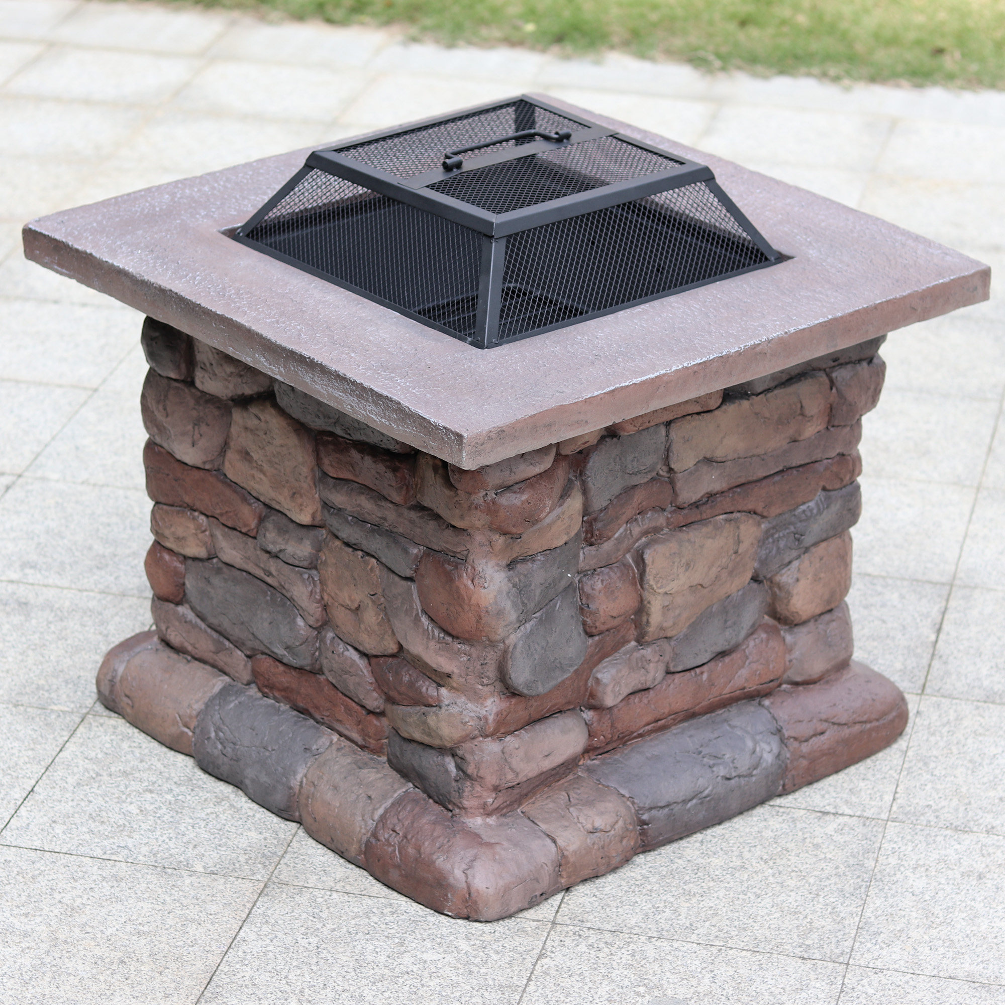 庭院烧烤户外石头花园休闲氧化镁仿石烤炉木炭烧烤炉