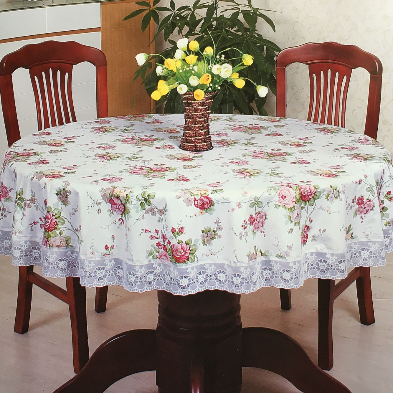 桌布防水大圆圆形餐桌家用酒店饭店塑料台布桌布