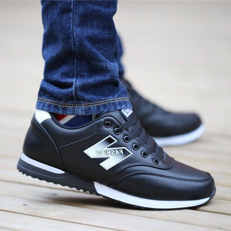 男鞋休闲鞋皮面防水运动鞋春秋季韩版潮流百搭男士透气防臭鞋子男