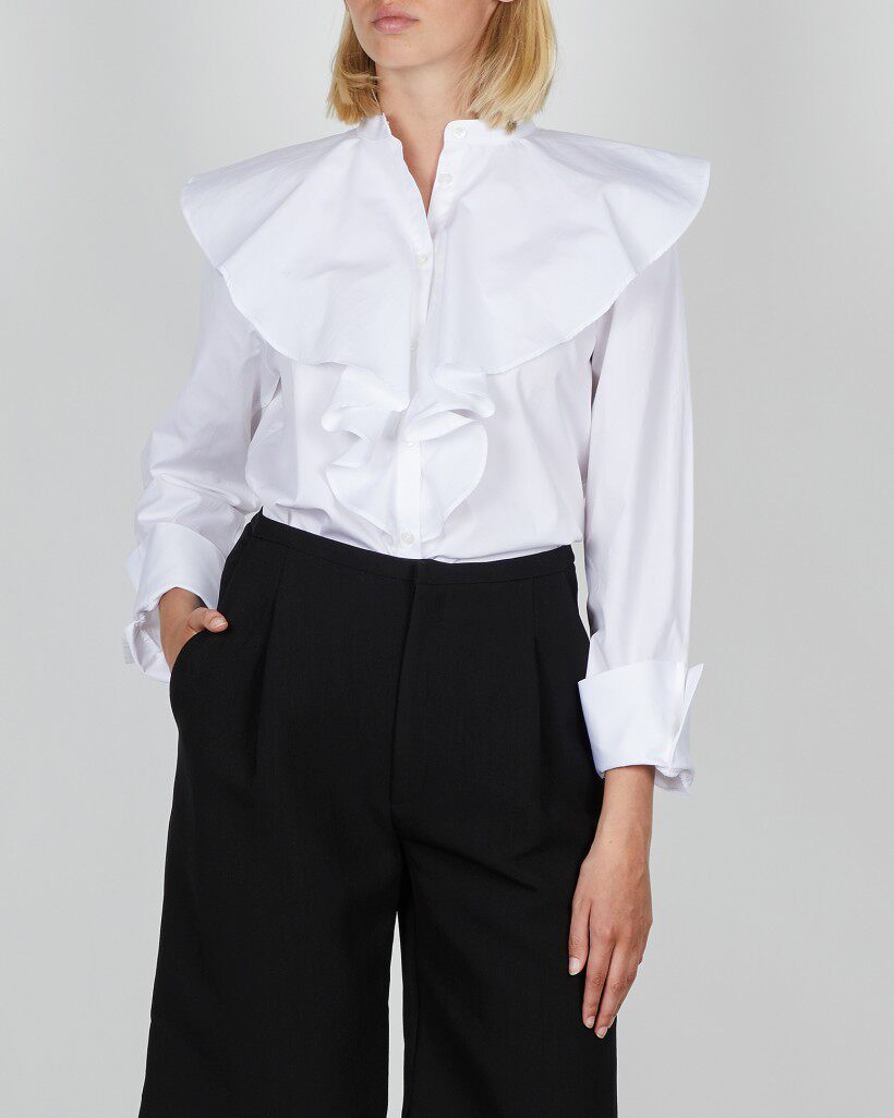 折扣瑞典代购totemecabrera宫廷荷叶白色纯棉衬衫衬衫