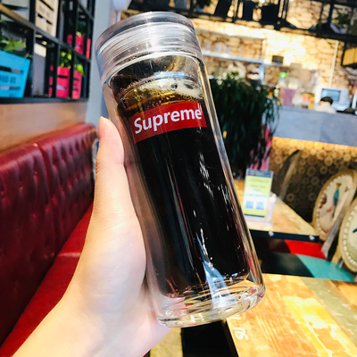 潮流supreme双层网红ins玻璃杯