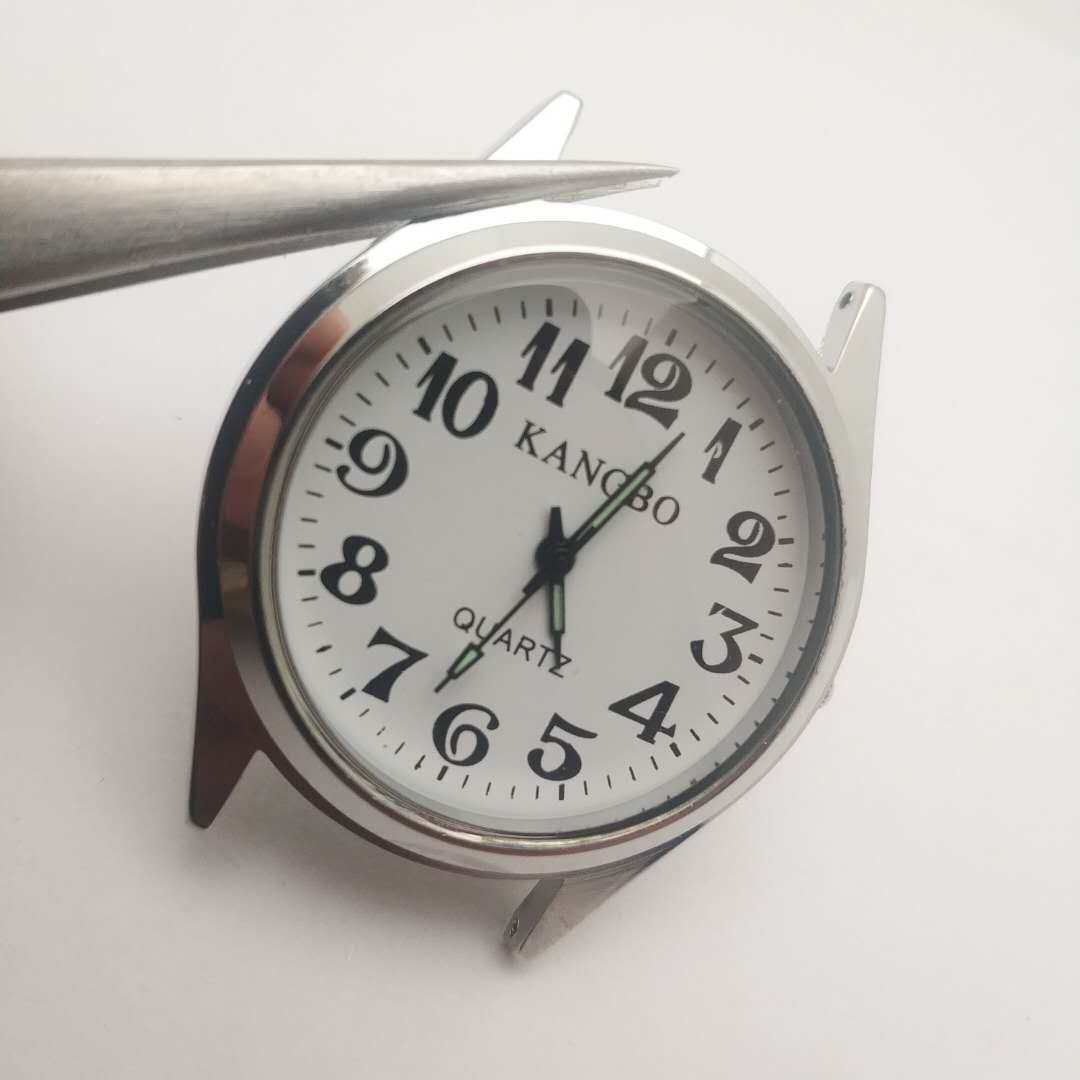 康博手表原装进口2035机芯全钢石英表老人表男女大数字表头表冠