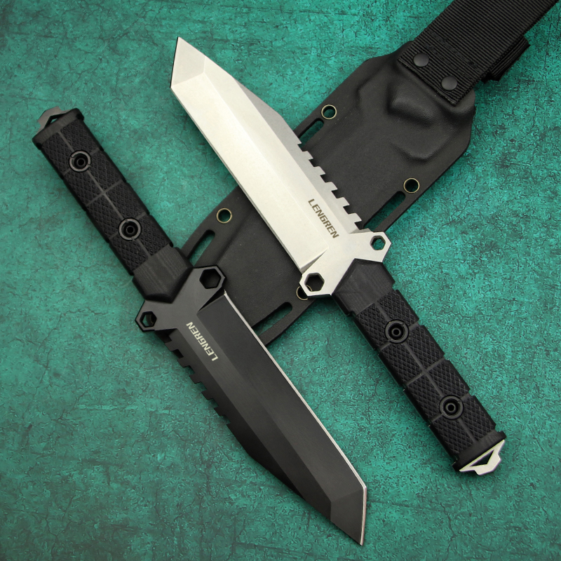 百炼新款黑豹直刀dc53户外战术防身刀高硬度其他户外刀具