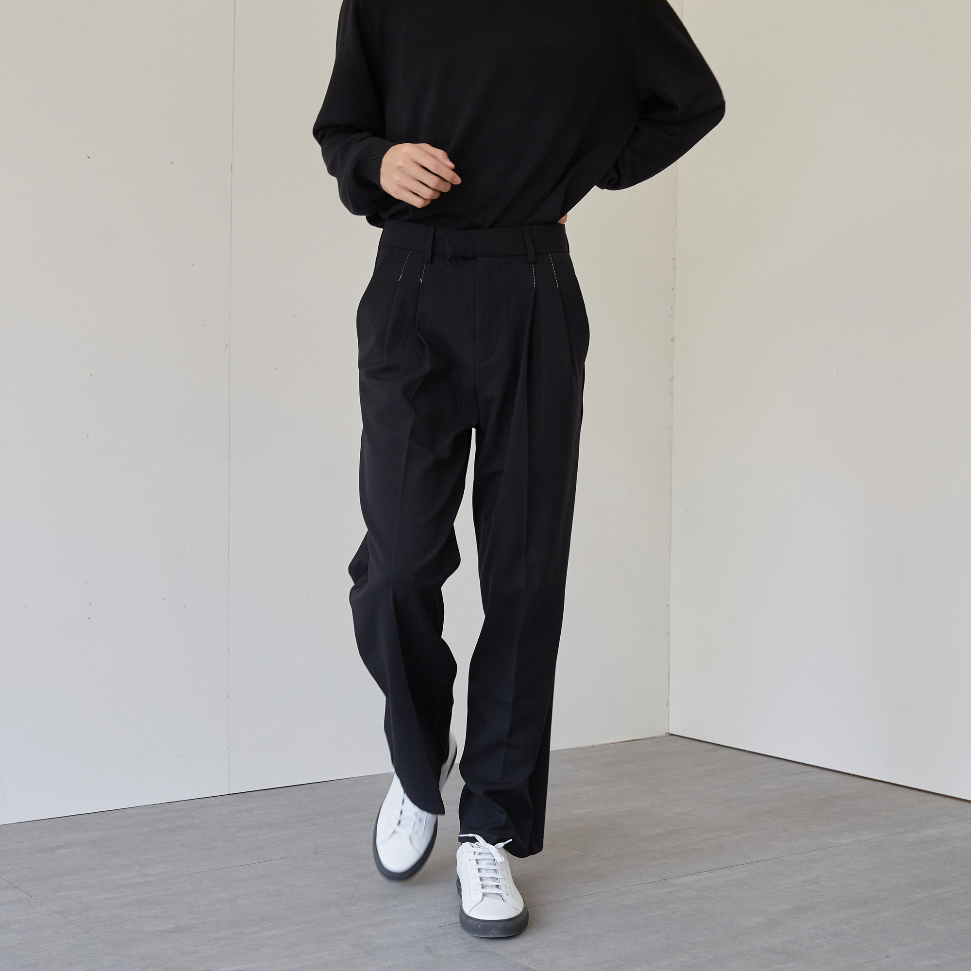 ajiune复古坠感直筒西装裤男显高秋季西裤宽松休闲裤