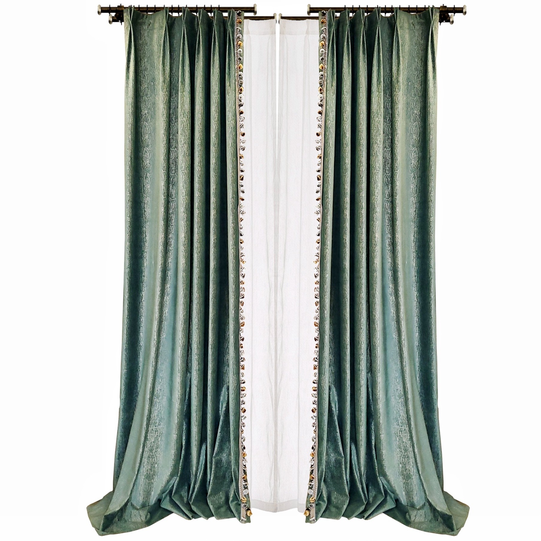 高档别墅品牌店洒金丝金丝绒绒布现代北欧美式定制窗帘