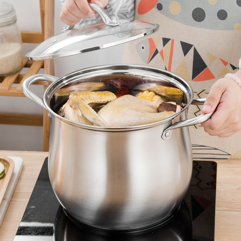 汤锅不锈钢煲汤电磁炉熬煮煮锅加高炖锅大容量加厚汤锅
