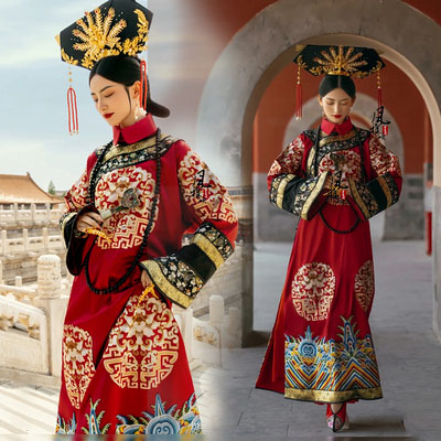 出租写真古董旗服清装满族服满拍摄清朝故宫民族服装