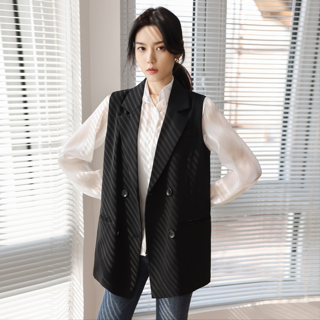 女士背心西装新款早春黑色春秋2021马甲马夹马夹