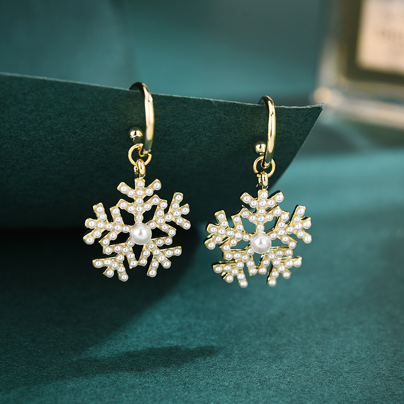圣诞雪花耳环2020年新款冬天百搭耳钉网红耳坠耳环