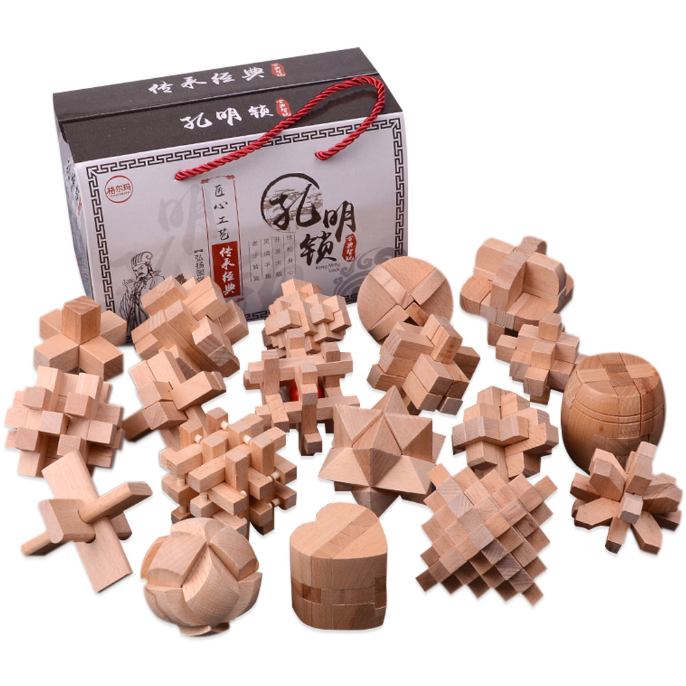 孔明锁机关套装九连环烧脑玩具成人智力力解游戏解锁
