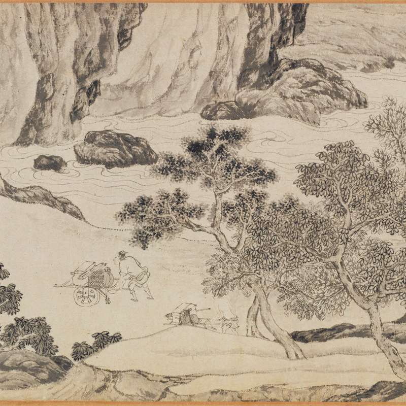 唐寅南游图唐伯虎字画作品横幅山水风景国画真迹国画