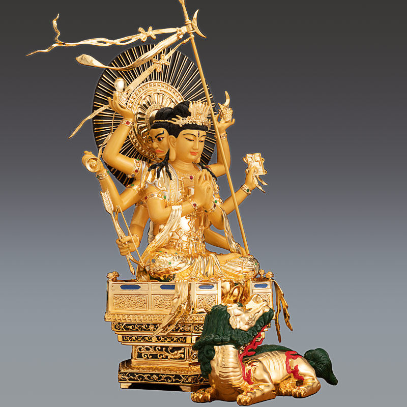 神像台湾鎏金纯铜斗姆元斗姆道教斗母元君家摆件摆件