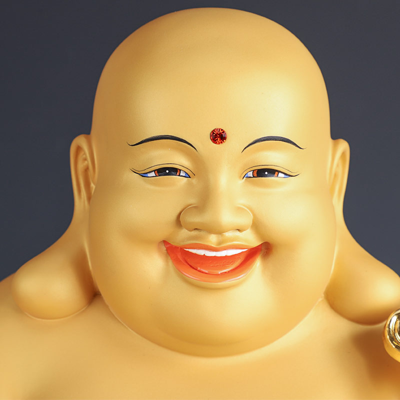 弥勒台湾贴金纯铜佛像供奉家用笑佛大肚神像摆件