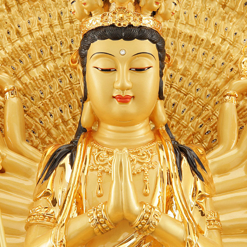 台湾佛像本命菩萨世音家用观供奉千手观音鎏金千眼摆件
