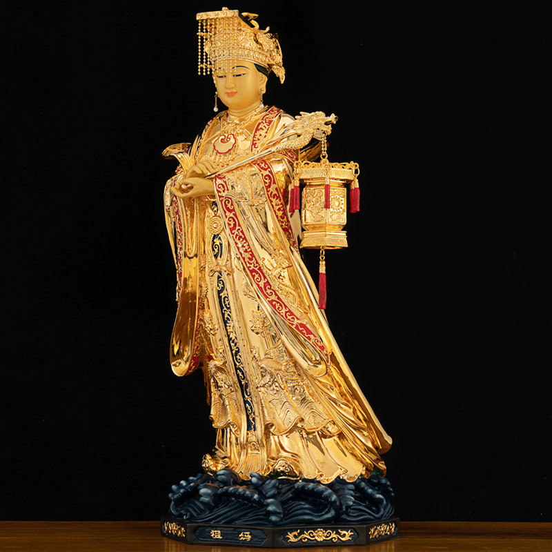 娘娘海神台湾鎏金纯铜妈祖神像天上圣母天妃摆件