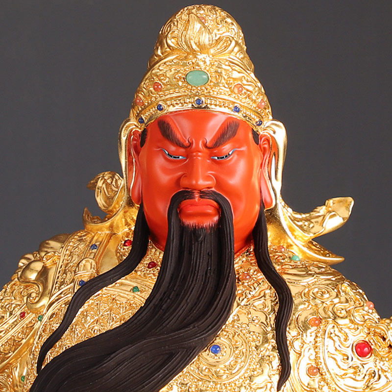 关公台湾满金纯铜神像供奉铜像像站像关二爷摆件