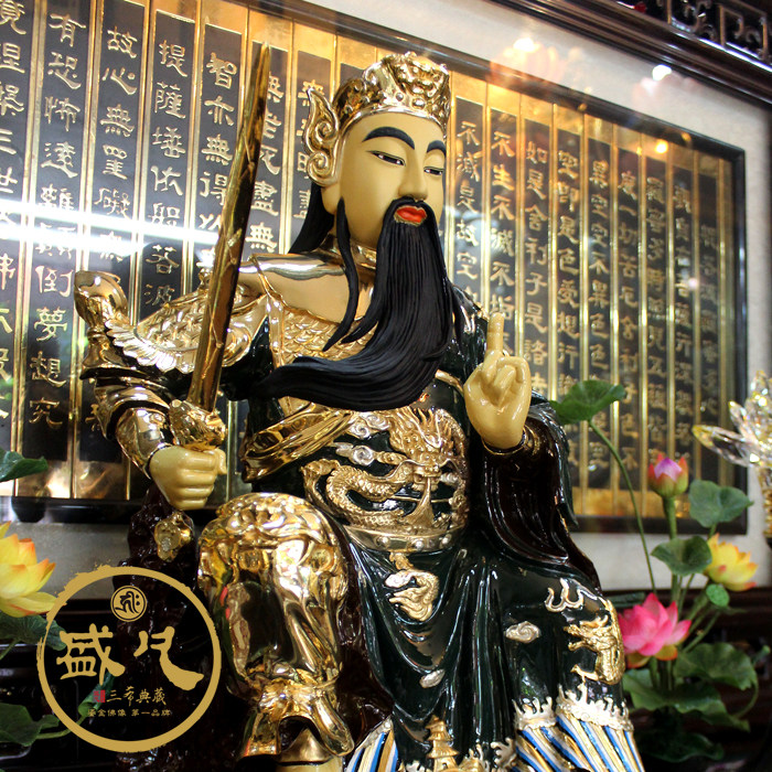 台湾纯铜鎏金北帝玄天上帝真武大帝帝君道教神像北极真君玄武大帝