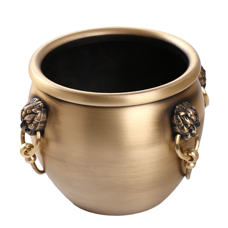 纯铜中式铜缸室内家居聚宝盆创意装饰客厅办公室摆件