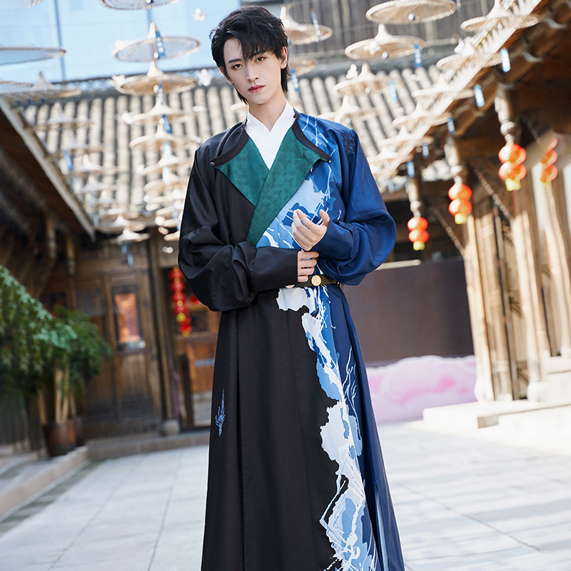 重回汉唐别云间秋冬款唐制汉服男圆领渐变古装中国汉服