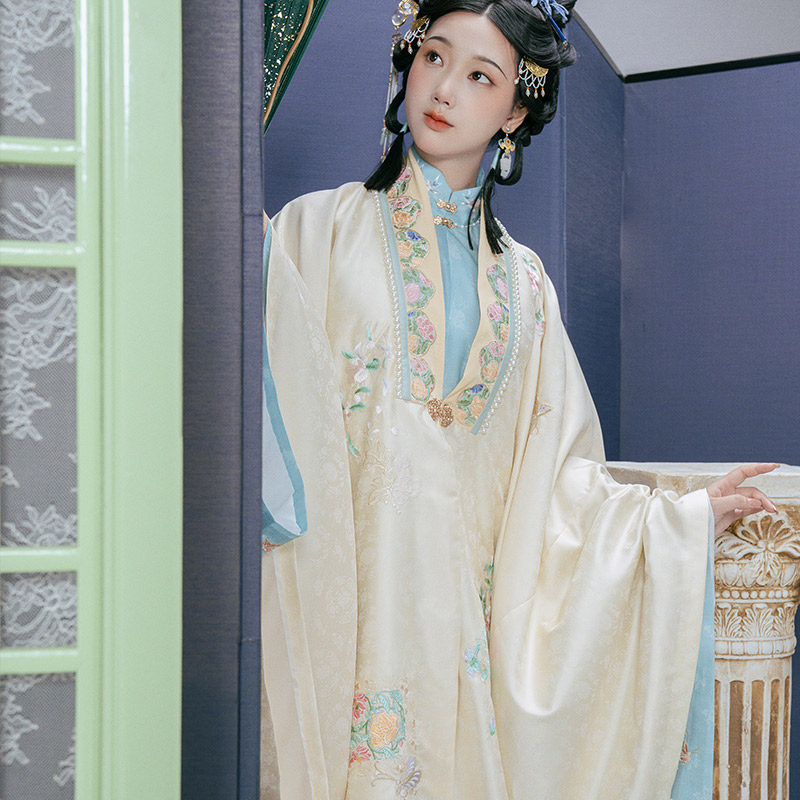 重回汉唐秋夕原创直领对襟披风外套日常常明制汉汉服