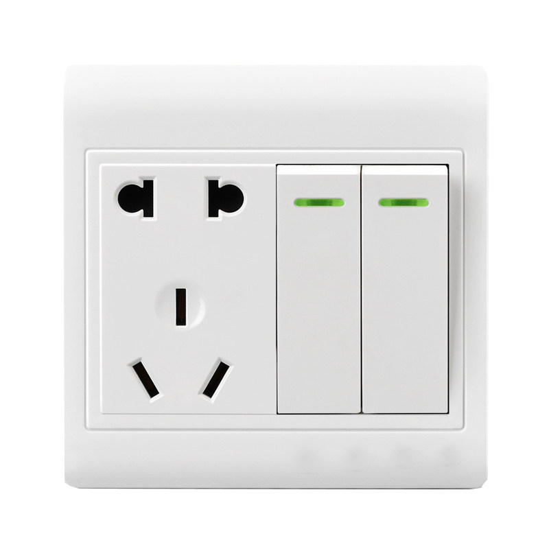 五孔电源开联带双5孔双控二开面板开关插座墙壁电源插座