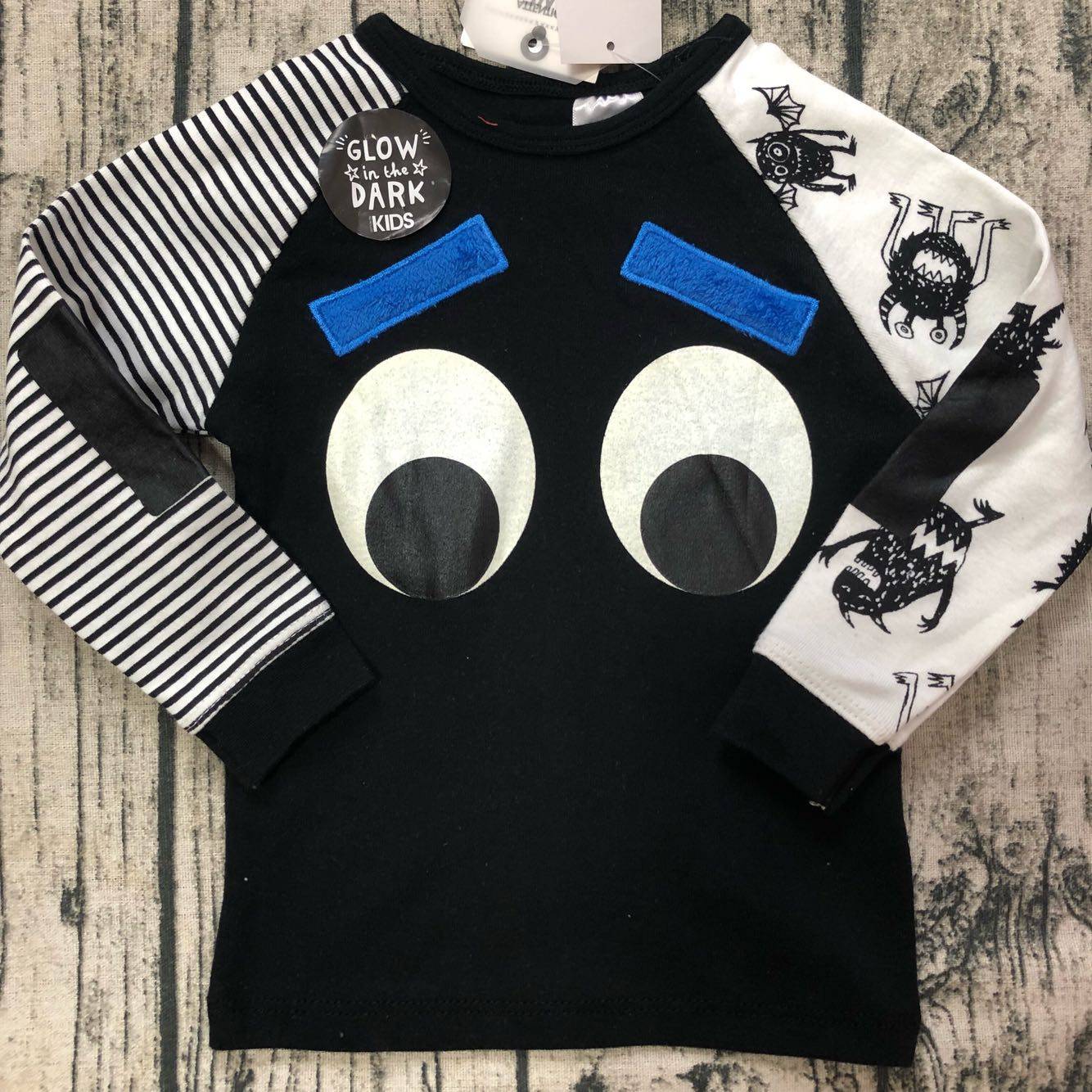 外贸原单澳洲cot夜光大眼睛立体植绒男女女童t恤