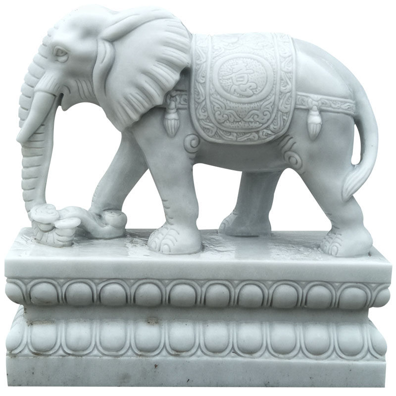石雕大象一对汉白玉看门镇酒店别墅庭院家用吸财石雕