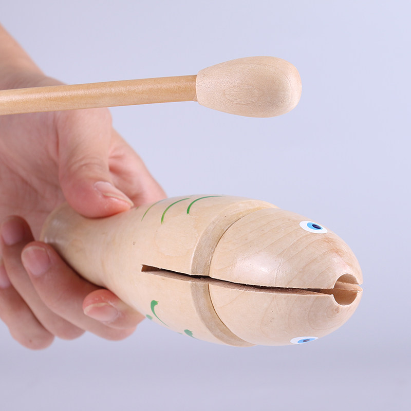 儿童幼教木鱼卡通奥尔夫打击乐器实木响桶专业幼儿园梆子