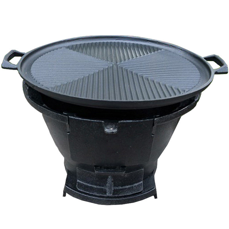 铸铁特大号烧烤炉加厚木炭烧烤架生铁灶取暖炉野餐烧柴火炉烤肉盘