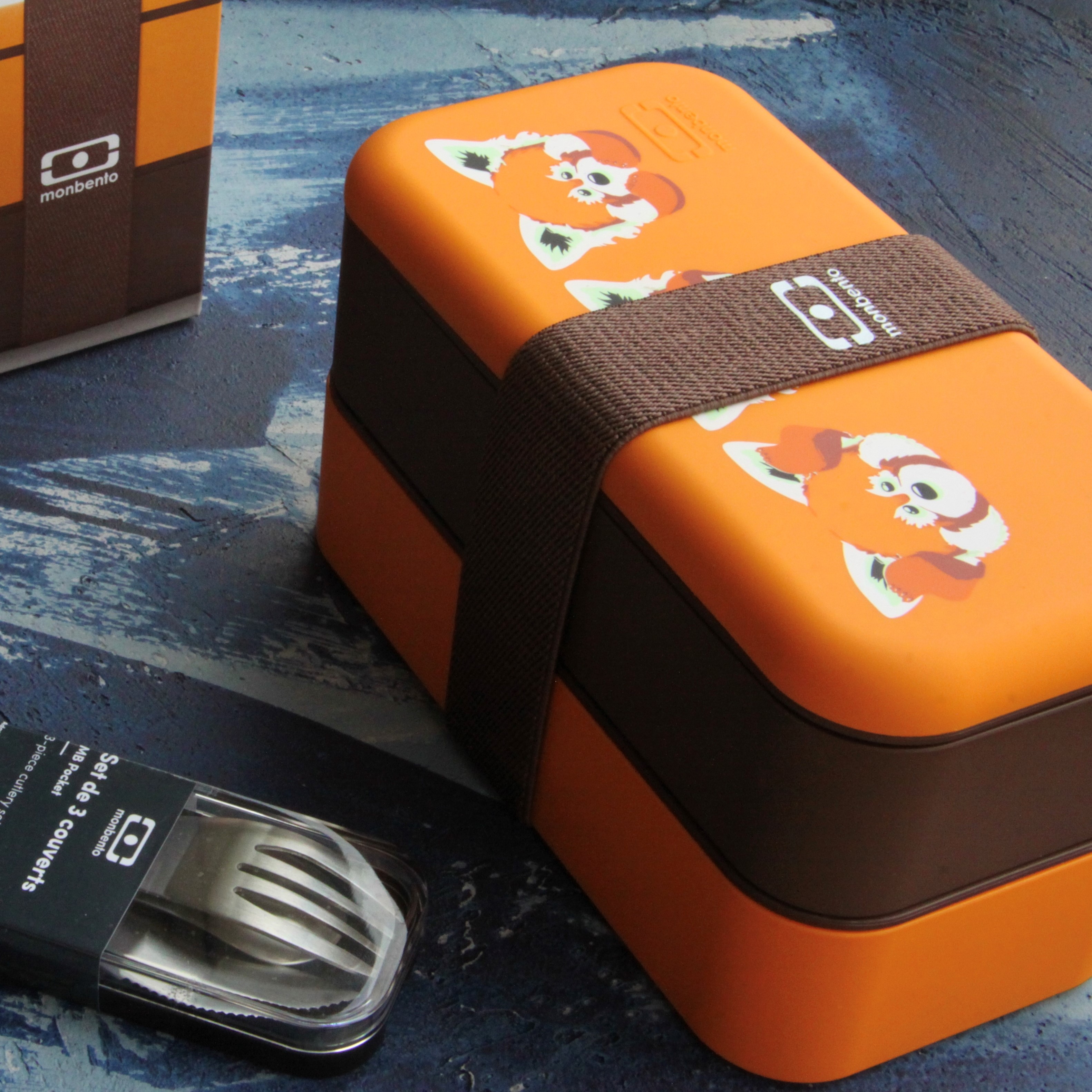 法国monbento日式印花便当熊猫熊猫家家族双层饭盒饭盒