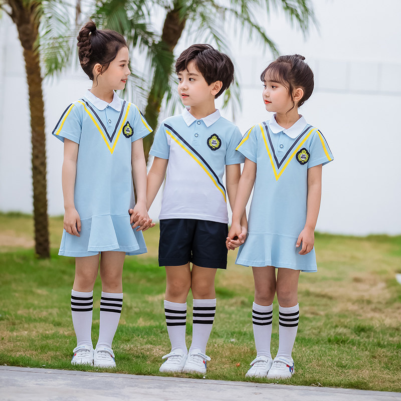 幼儿园园夏季纯棉短袖套装小学生校服英伦风班服五一学生校服