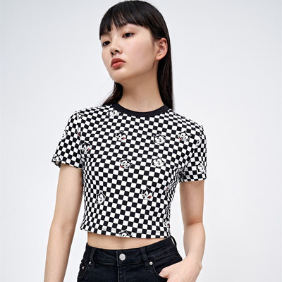 环球菲力春夏季女装棋盘格wv13s4me2000t恤
