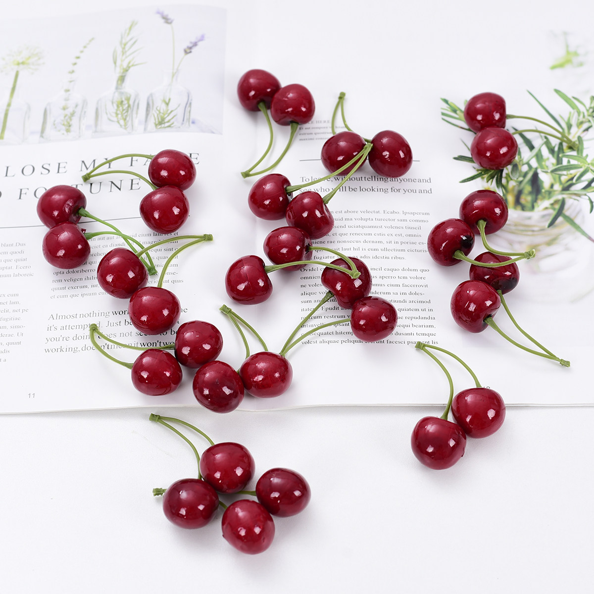 道具摆拍仿真樱桃ins拍照摆件饰品背景布类