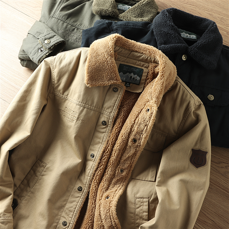 品相狠棒！美式硬派风！外贸男装剪标尾货仿羊羔绒工装棉衣服外套