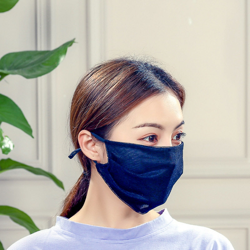 春夏韩版冰丝口罩清爽双层雪纺透气防晒防尘口罩