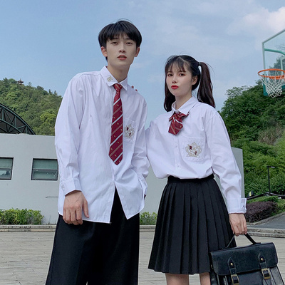 dk春秋学生全套刺绣衬衣jk秋季情侣装制服衬衫