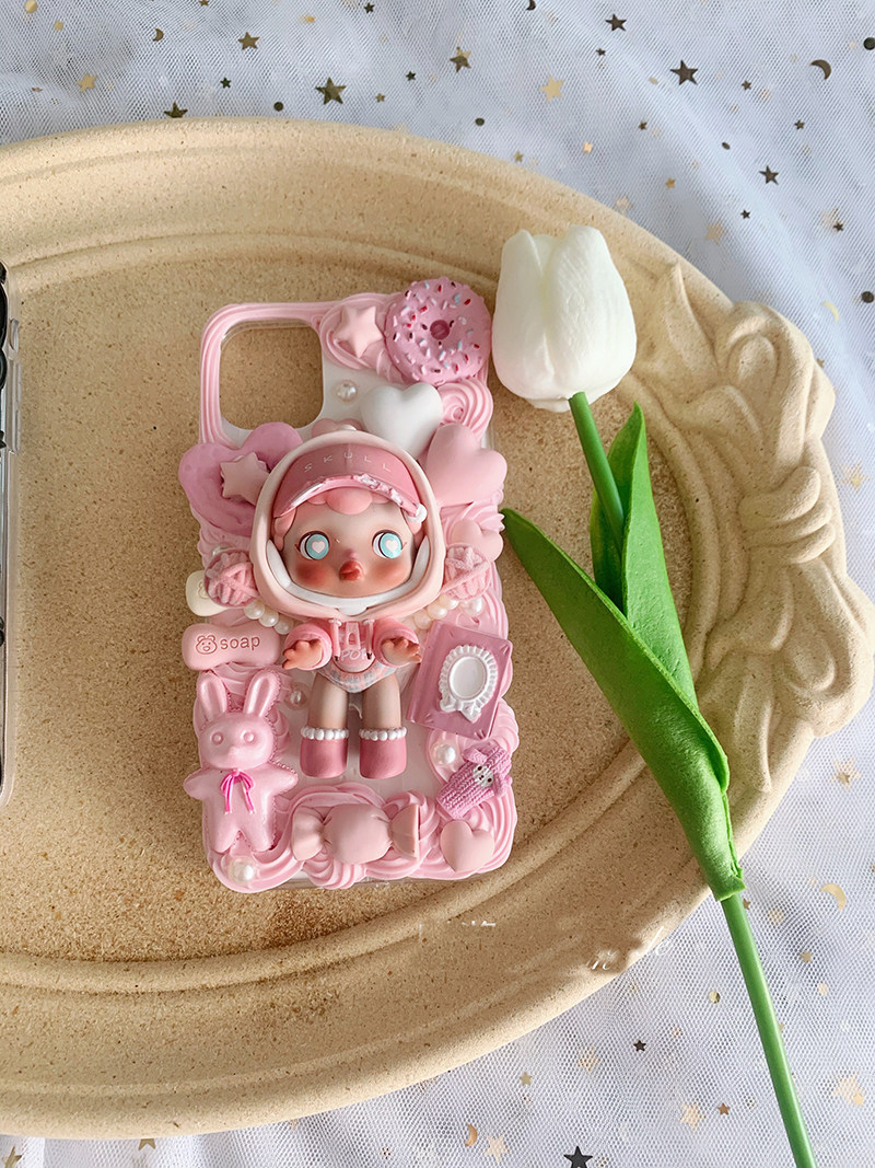 适用苹果iphone12promax13sp熊猫热潮盲盒定制奶油手机手机保护套