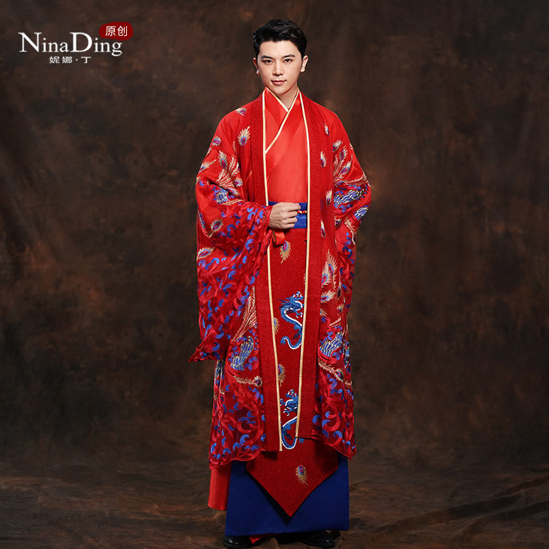 礼服ninading汉服新郎结婚结婚礼中式加大长袍古装汉服