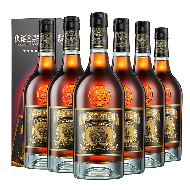 百年张裕五星金奖白兰地700ml洋酒整箱6瓶40度白兰地