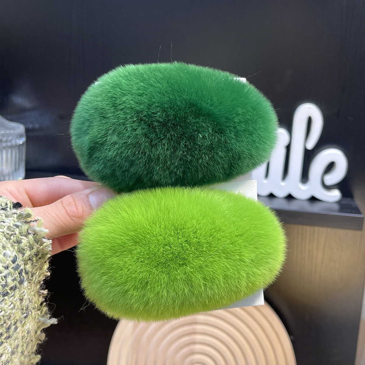 超正头饰抓夹后脑勺秋冬复古发夹毛绒毛毛绒新款发饰