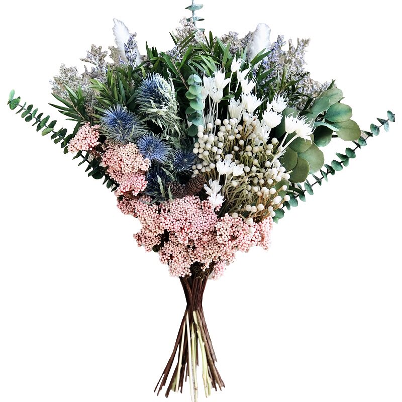 森系大花束60尤加利叶永生花植物真干花北欧风轻奢电视柜装饰送人