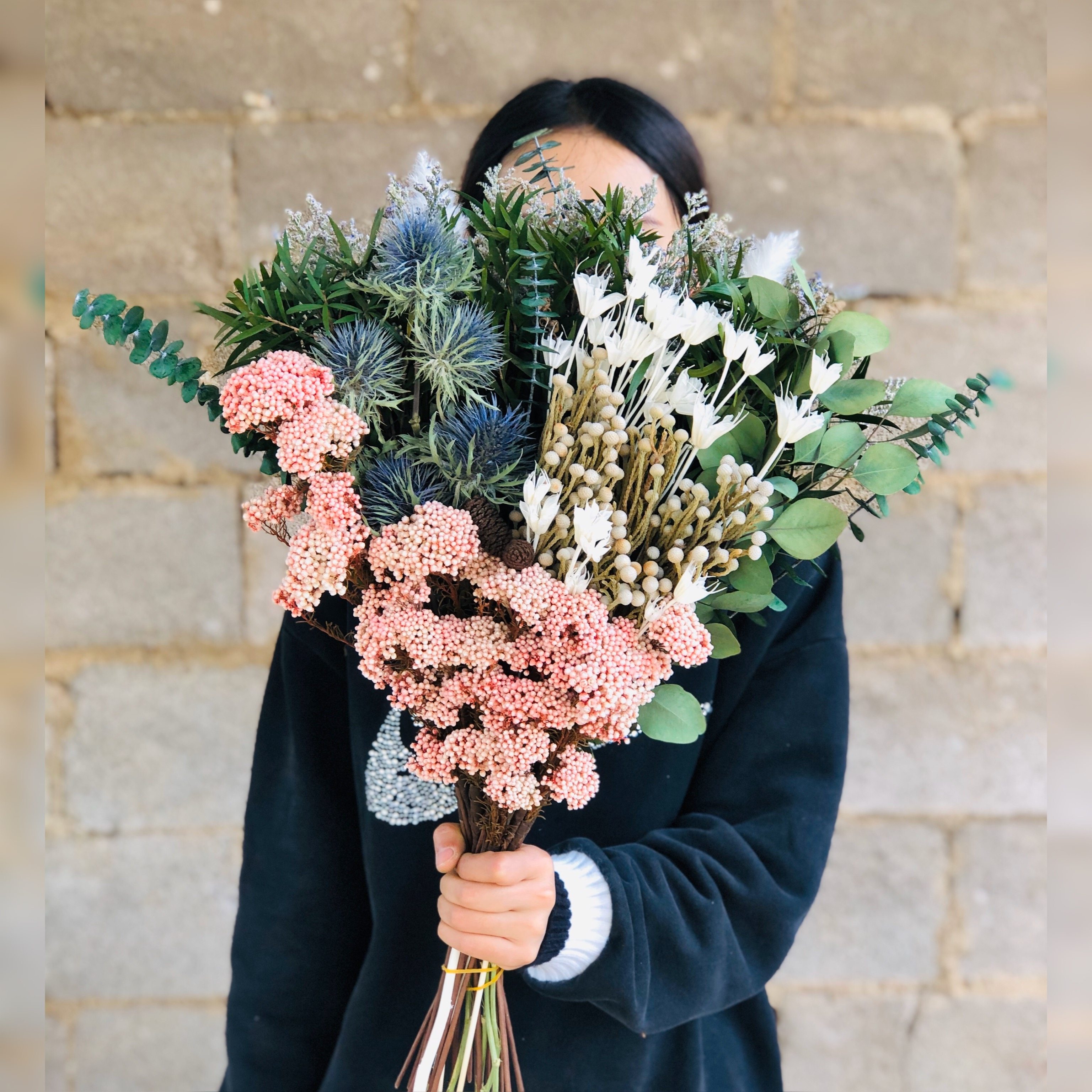 森系花束尤加利永生花植物干花北欧欧风轻奢电视柜永生花